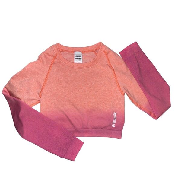 Gymshark Adapt Pink Ombre Seamless Long Sleeve Crop Top Size Small - Picture 1 of 8